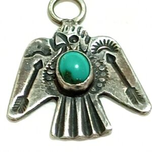 Vintage Sterling Silver Turquoise Navajo Thunderbird Pendant